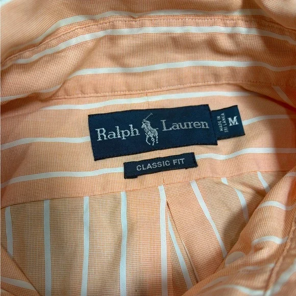 Ralph Lauren Men's Peach Striped Button Down Shirt - Picture 7 of 7